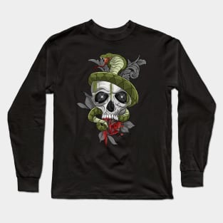Floral Skull with Snake Long Sleeve T-Shirt